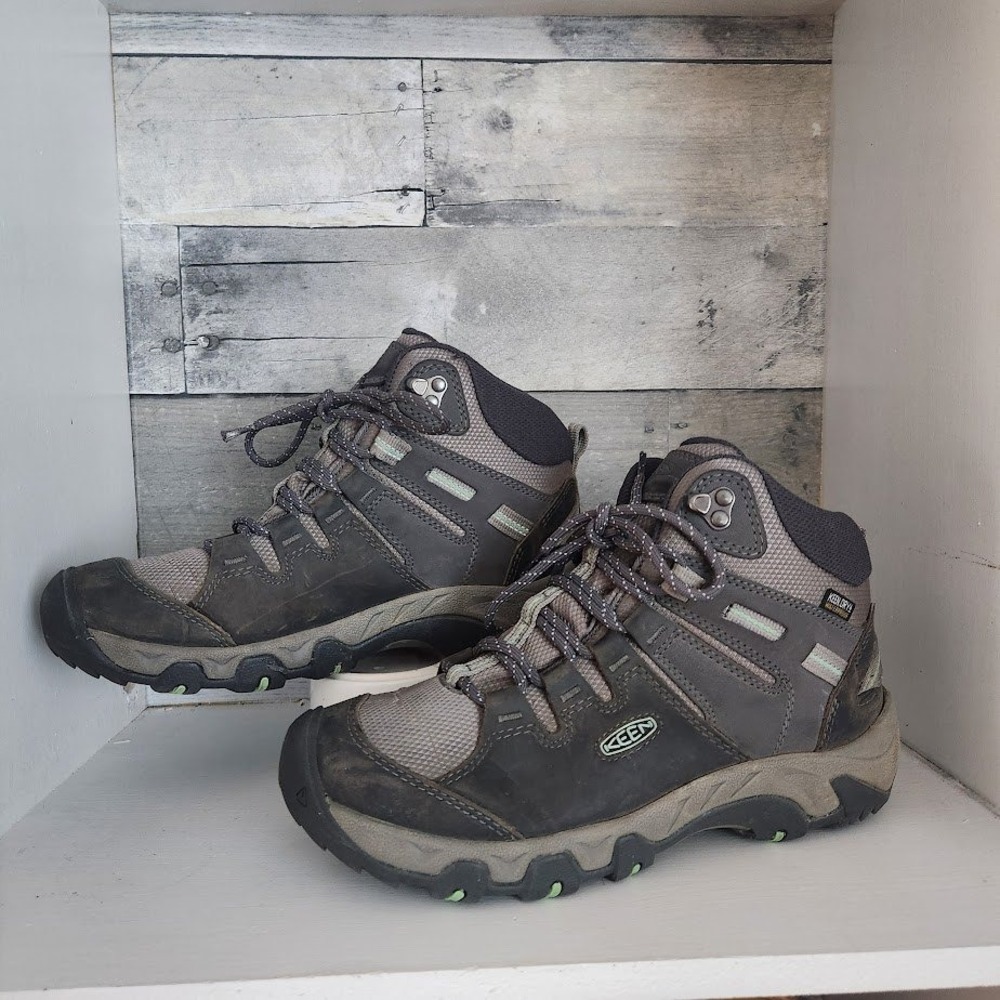 Keen Targhee II Mid Waterproof Hiking Boots Womens 7.5 Gray Green No Insoles